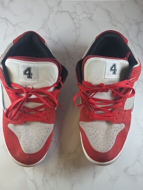 Men Red and Cream Athletic Sneakers - Casual Lace-Up Shoes(B126)